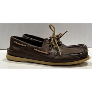 Sperry Preppy 90s Y2K Men's 9.5 Two Eye Boat Deck Shoes Brown Leather